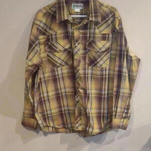 Men's Haband plaid button down short large